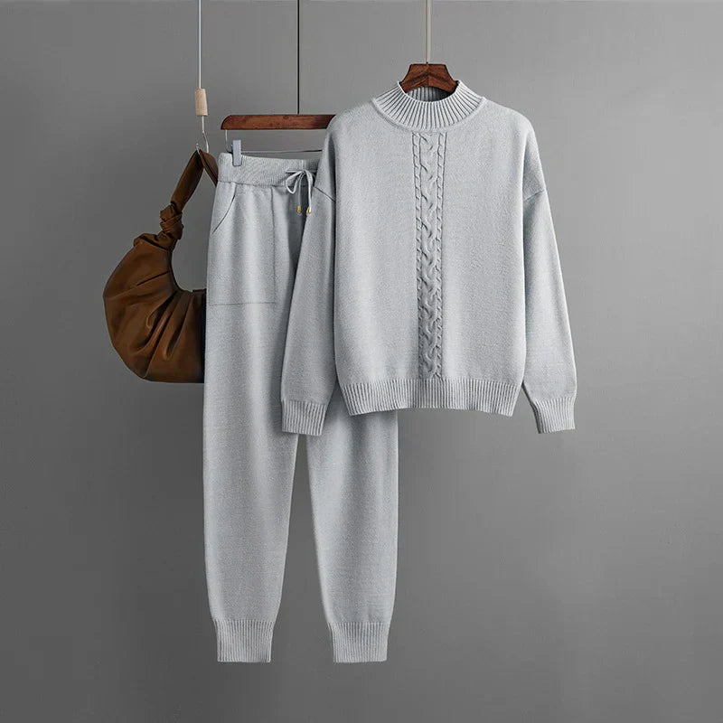 Conjunto de suéter y pantalones de punto con cuello alto | Ideal para el invierno