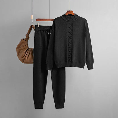 Conjunto de suéter y pantalones de punto con cuello alto | Ideal para el invierno