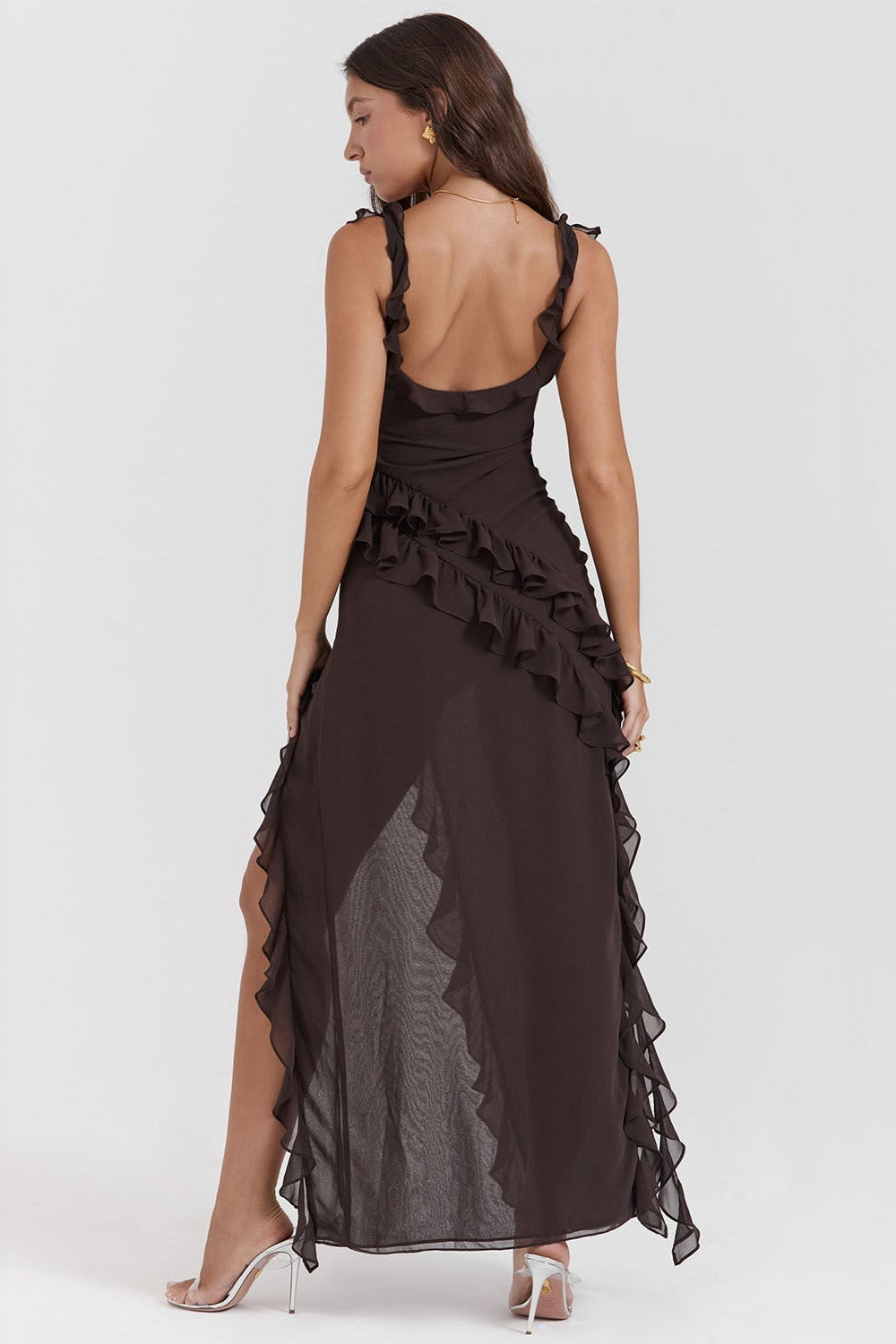 Vestido Largo con Volantes y Abertura Delantera | Ideal para Primavera y Verano