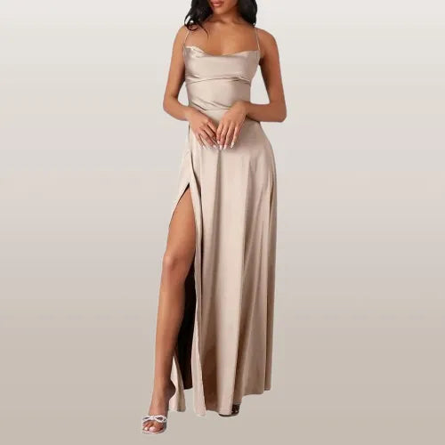 Vestido Largo de Seda sin Mangas con Diseño Fluido | Ideal para Primavera y Verano