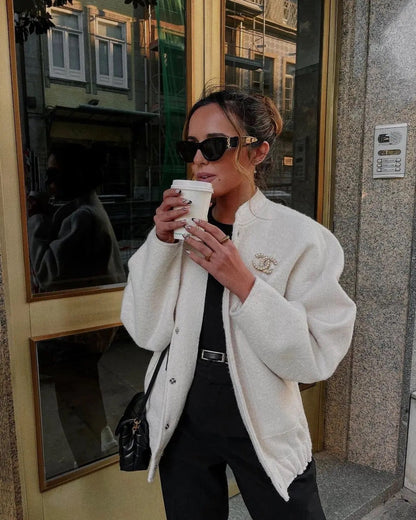 Chaqueta de tweed cálida para mujer con diseño clásico I Ideal para invierno