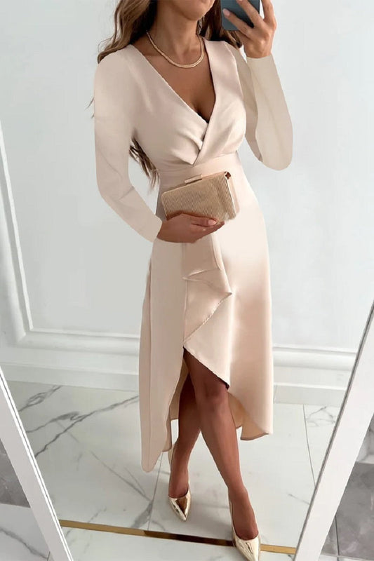 Vestido midi elegante ajustado con cintura estructurada | Ideal para primavera y otoño