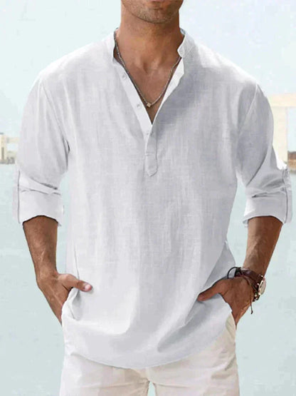 Camisa de Lino Ligera para Hombre con Cierre de Botones I Ideal para el Verano