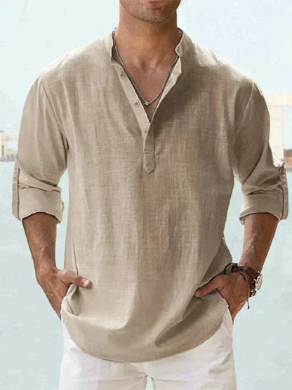Camisa de Lino Ligera para Hombre con Cierre de Botones I Ideal para el Verano
