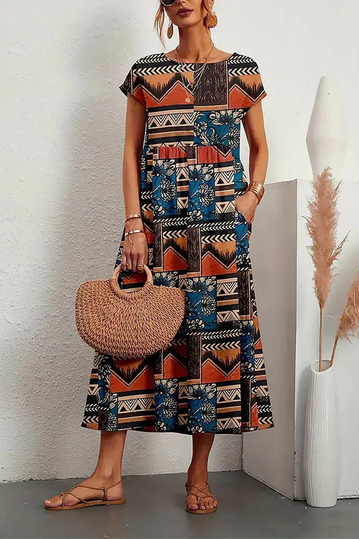 Vestido sin mangas con estampado y cuello redondo | Ideal para el verano