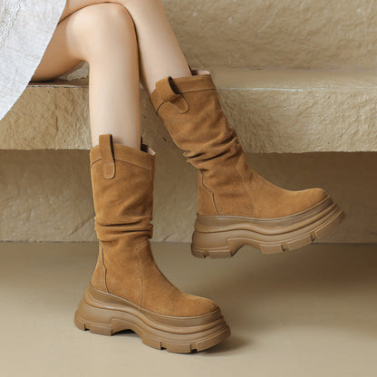 Botas de Suede con Suela Gruesa y Punta Redonda | Ideales para Invierno