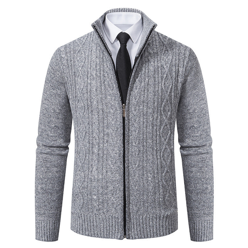 Cárdigan de punto con cuello alzado de tela gruesa, ideal para otoño e invierno