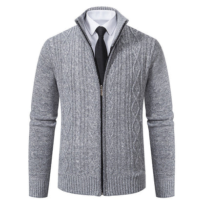 Cárdigan de punto con cuello alzado de tela gruesa, ideal para otoño e invierno