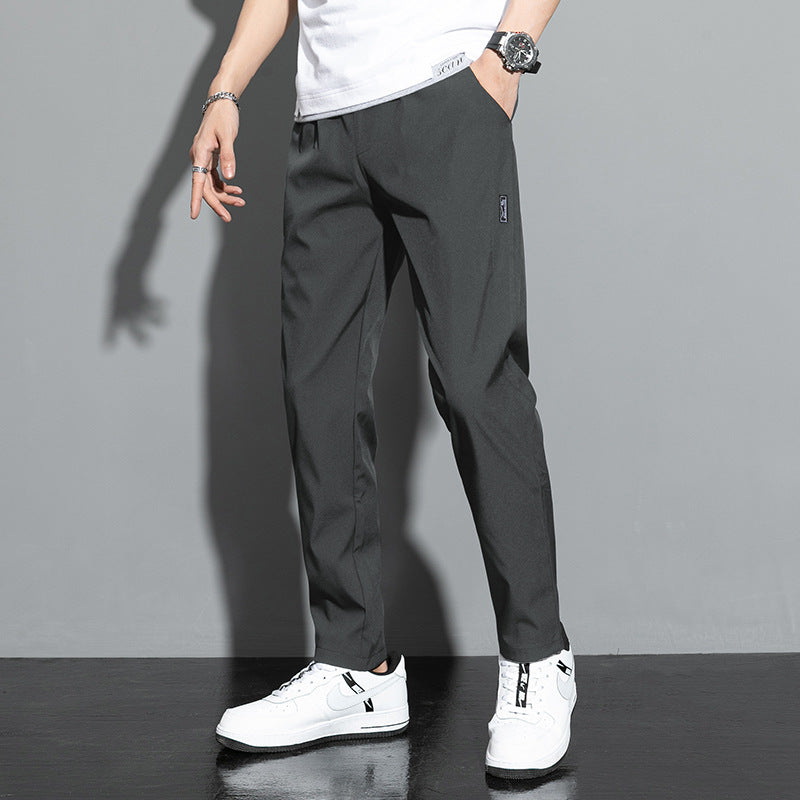 Pantalones Holgados Rectos de Seda Helada para Hombre, Ideales para el Verano