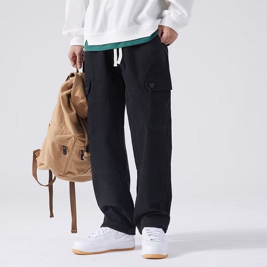 Pantalones Holgados Rectos con Múltiples Bolsillos para Hombres, Ideales para Todas las Estaciones