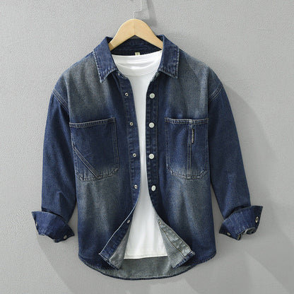 Chaqueta holgada de algodón puro con diseño en color sólido | Ideal para primavera y otoño