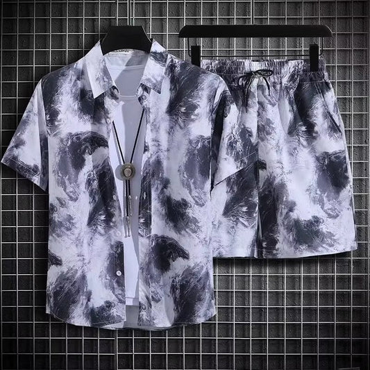 Conjunto de Playa de Dos Piezas para Hombre de Secado Rápido con Estampado Floral Ideal para el Verano