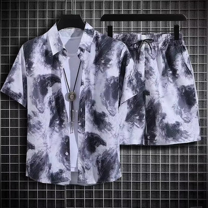 Conjunto de Playa de Dos Piezas para Hombre de Secado Rápido con Estampado Floral Ideal para el Verano