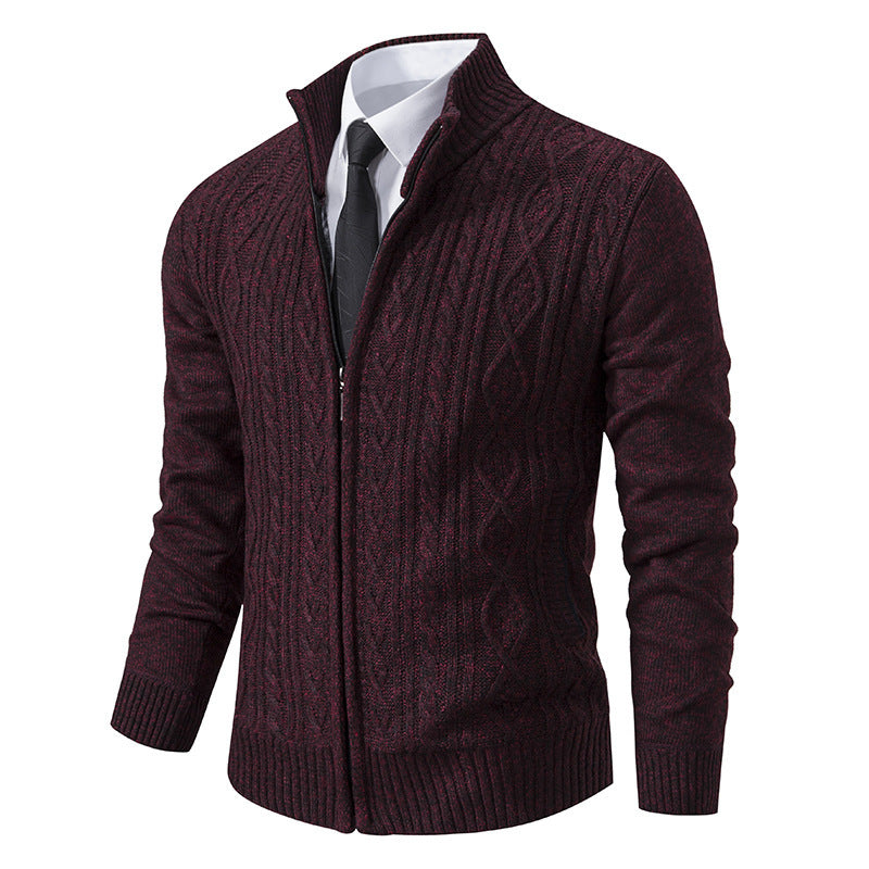 Cárdigan de punto con cuello alzado de tela gruesa, ideal para otoño e invierno