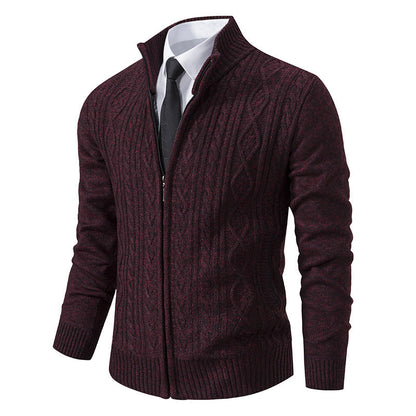 Cárdigan de punto con cuello alzado de tela gruesa, ideal para otoño e invierno