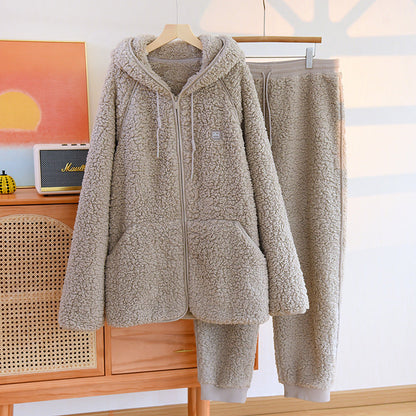 Conjunto de Ropa de Casa con Capucha de Franela | Ideal para Otoño e Invierno