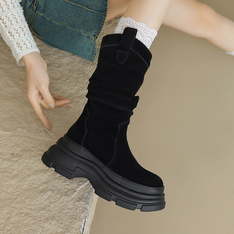Botas de Suede con Suela Gruesa y Punta Redonda | Ideales para Invierno