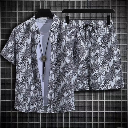 Conjunto de Playa de Dos Piezas para Hombre de Secado Rápido con Estampado Floral Ideal para el Verano