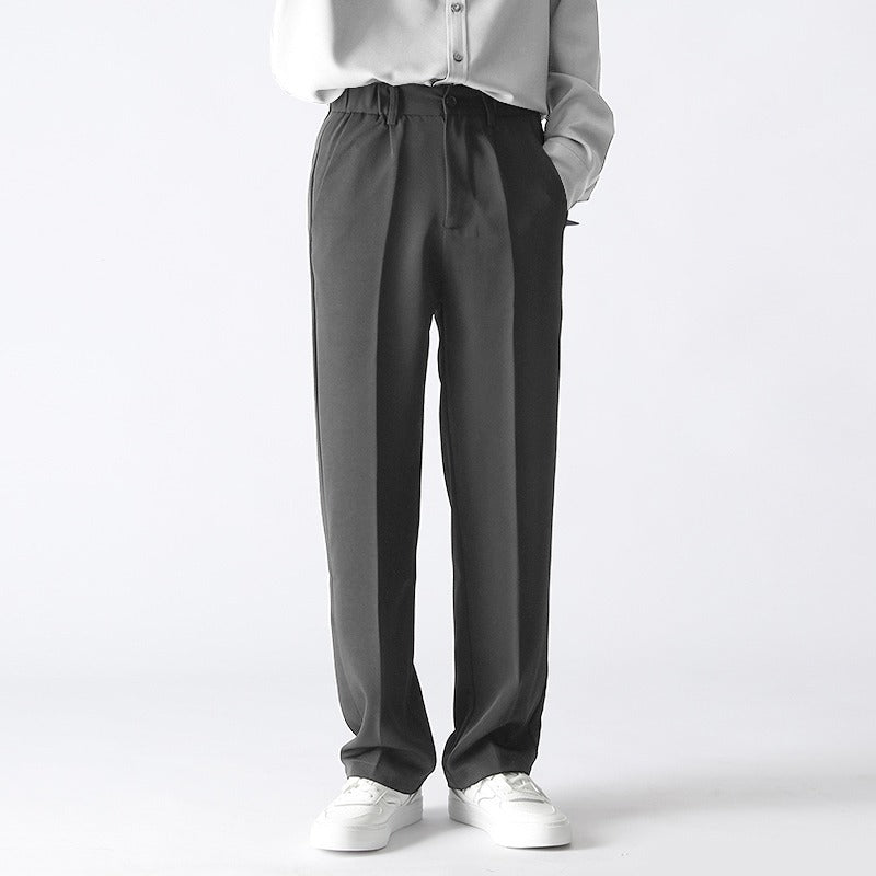 Pantalones Holgados de Pierna Recta para Hombres en Tela de Poliéster – Ideales para Otoño e Invierno