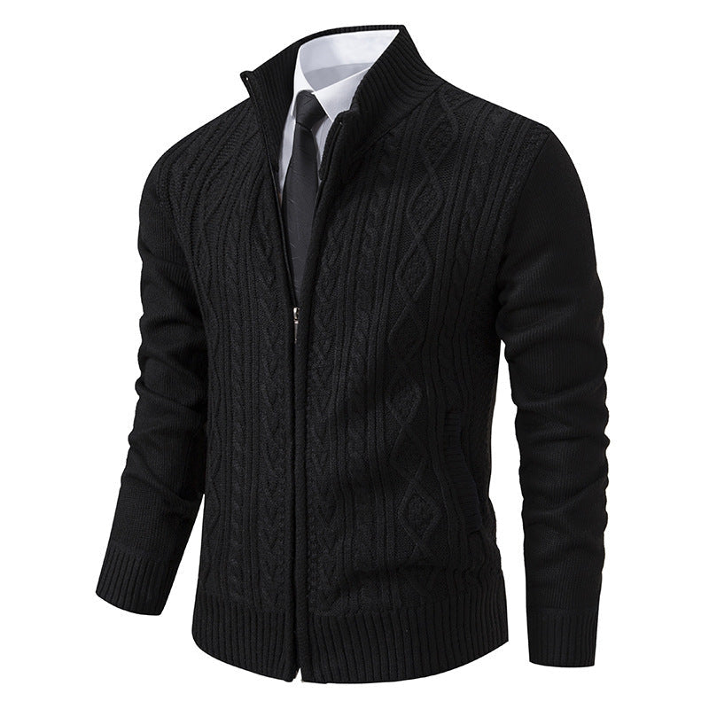 Cárdigan de punto con cuello alzado de tela gruesa, ideal para otoño e invierno