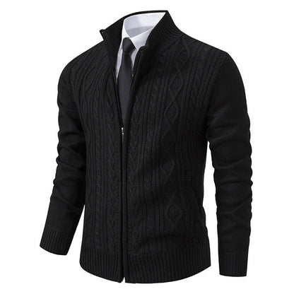 Cárdigan de punto con cuello alzado de tela gruesa, ideal para otoño e invierno