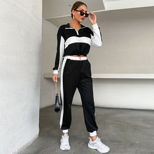 Conjunto de Suéter y Pantalones con Cuello Alto a Contraste | Ideal para Primavera y Otoño