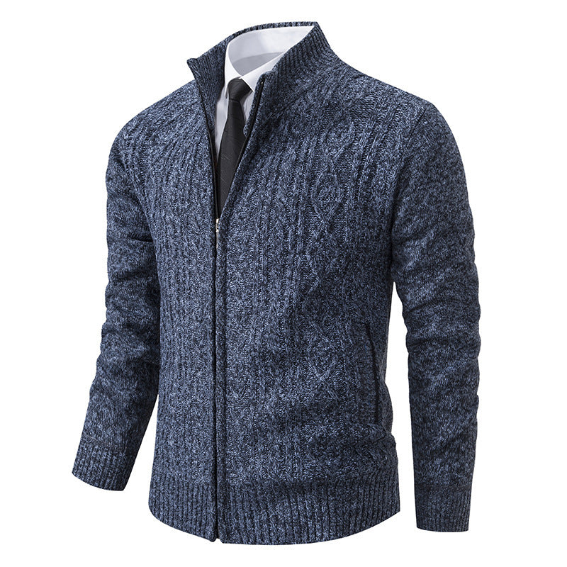 Cárdigan de punto con cuello alzado de tela gruesa, ideal para otoño e invierno