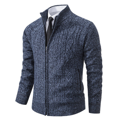 Cárdigan de punto con cuello alzado de tela gruesa, ideal para otoño e invierno