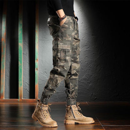 Pantalones de Trabajo para Hombre con Estampado de Camuflaje y Puños de Tobillo, Forrados de Lana, Ideales para Primavera y Otoño