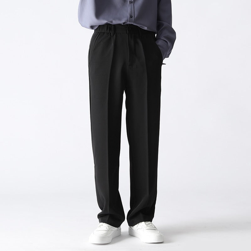 Pantalones Holgados de Pierna Recta para Hombres en Tela de Poliéster – Ideales para Otoño e Invierno