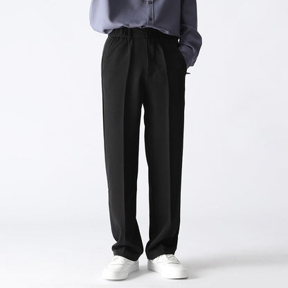 Pantalones Holgados de Pierna Recta para Hombres en Tela de Poliéster – Ideales para Otoño e Invierno