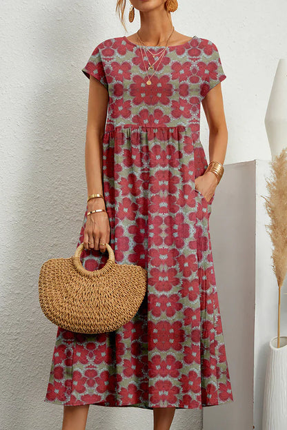 Vestido sin mangas con estampado y cuello redondo | Ideal para el verano