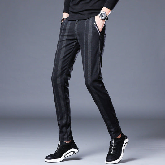 Pantalones Rectos para Hombre con Rayas Verticales – Ideal para Primavera y Otoño