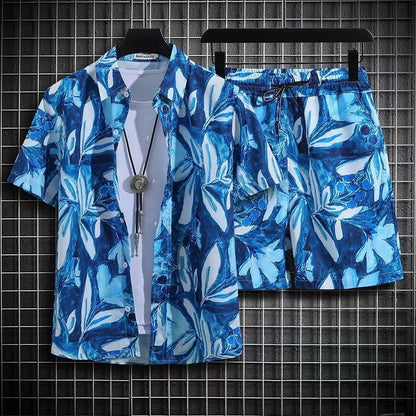 Conjunto de Playa de Dos Piezas para Hombre de Secado Rápido con Estampado Floral Ideal para el Verano