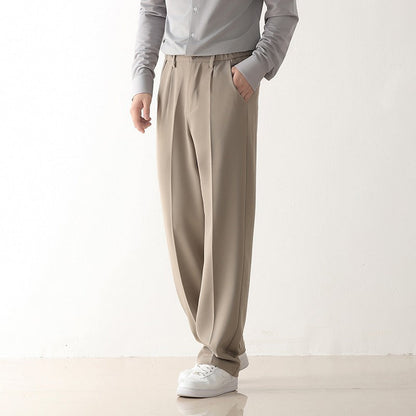 Pantalones Holgados de Pierna Recta para Hombres en Tela de Poliéster – Ideales para Otoño e Invierno