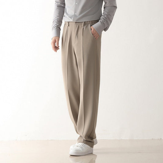 Pantalones Holgados de Pierna Recta para Hombres en Tela de Poliéster – Ideales para Otoño e Invierno