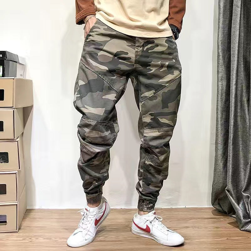 Pantalones de Trabajo para Hombre con Estampado de Camuflaje y Puños de Tobillo, Forrados de Lana, Ideales para Primavera y Otoño