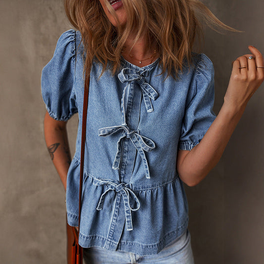 Camisa de Mujer con Lazo y Detalle de Banda Manga Larga | Ideal para Primavera y Otoño