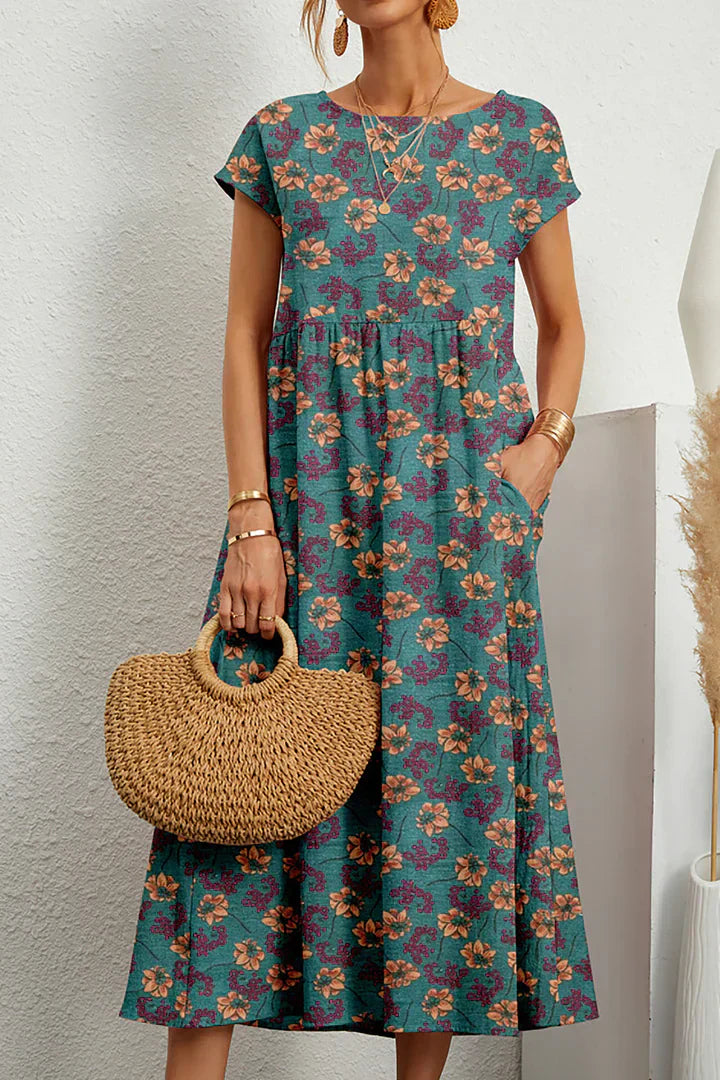 Vestido sin mangas con estampado y cuello redondo | Ideal para el verano