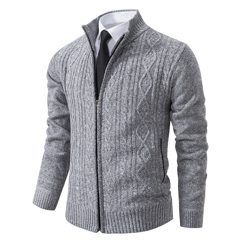 Cárdigan de punto con cuello alzado de tela gruesa, ideal para otoño e invierno