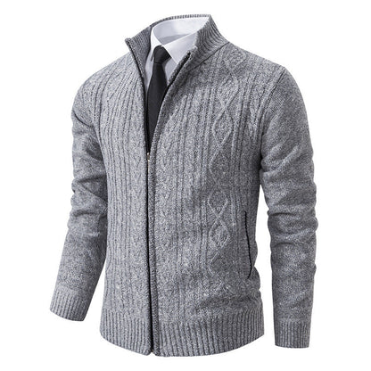 Cárdigan de punto con cuello alzado de tela gruesa, ideal para otoño e invierno