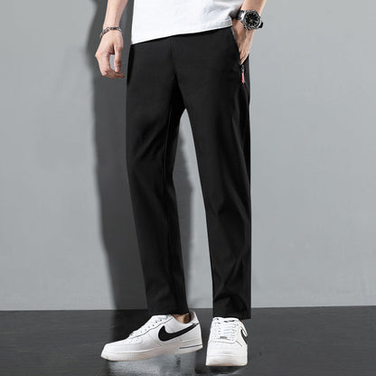 Pantalones Holgados Rectos de Seda Helada para Hombre, Ideales para el Verano
