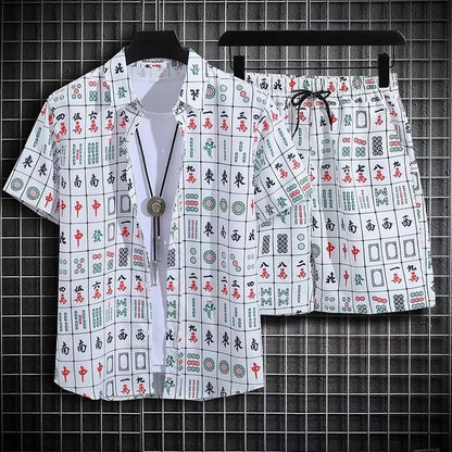Conjunto de Playa de Dos Piezas para Hombre de Secado Rápido con Estampado Floral Ideal para el Verano