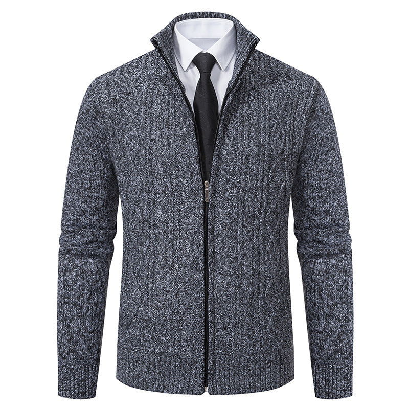 Cárdigan de punto con cuello alzado de tela gruesa, ideal para otoño e invierno