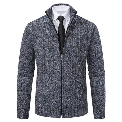 Cárdigan de punto con cuello alzado de tela gruesa, ideal para otoño e invierno