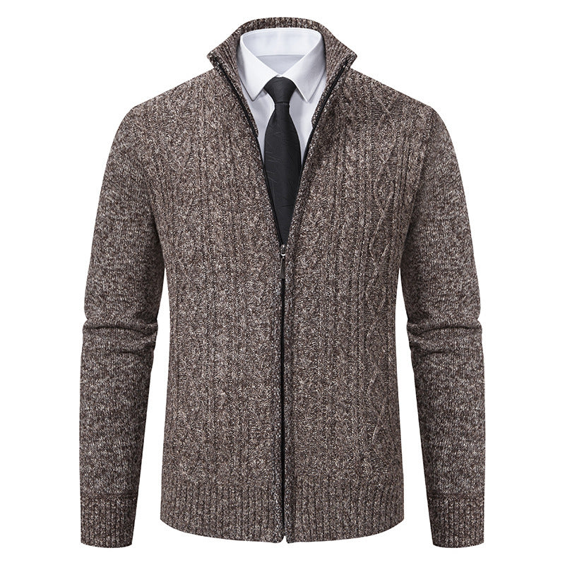 Cárdigan de punto con cuello alzado de tela gruesa, ideal para otoño e invierno