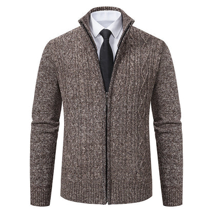 Cárdigan de punto con cuello alzado de tela gruesa, ideal para otoño e invierno