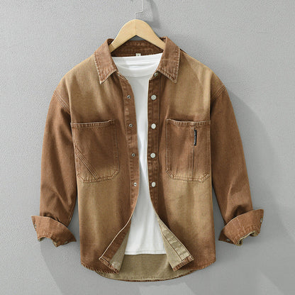 Chaqueta holgada de algodón puro con diseño en color sólido | Ideal para primavera y otoño