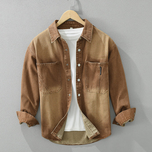Chaqueta holgada de algodón puro con diseño en color sólido | Ideal para primavera y otoño