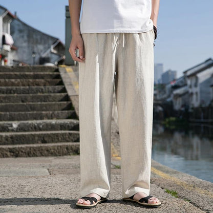 Pantalones Holgados de Lino y Algodón para Hombre, Ideales para Primavera